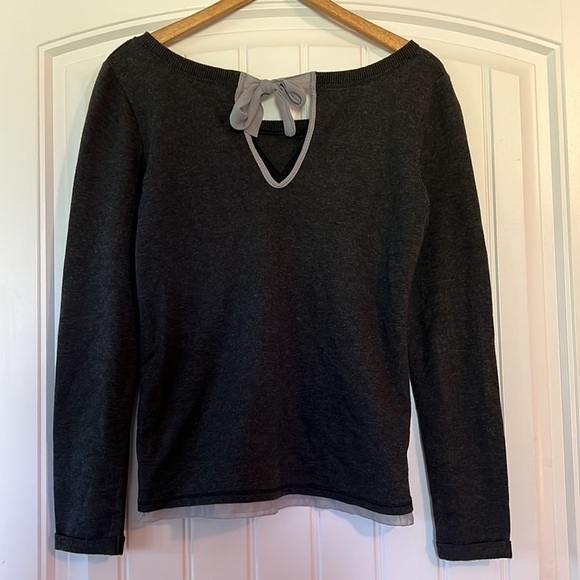 Aerie Pullover Sweater with ribbon tie at neck Small - Picture 3 of 7